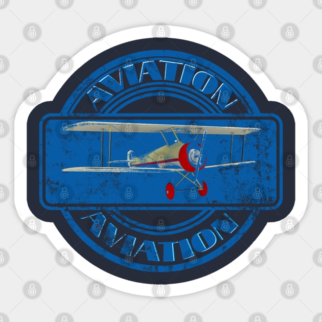 Classic Aviation Biplane Sticker by macdonaldcreativestudios